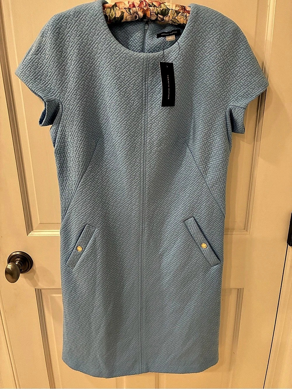 Tommy Hilfiger Knit A-Line with Mock Pockets Mini Dress Blue Size 8